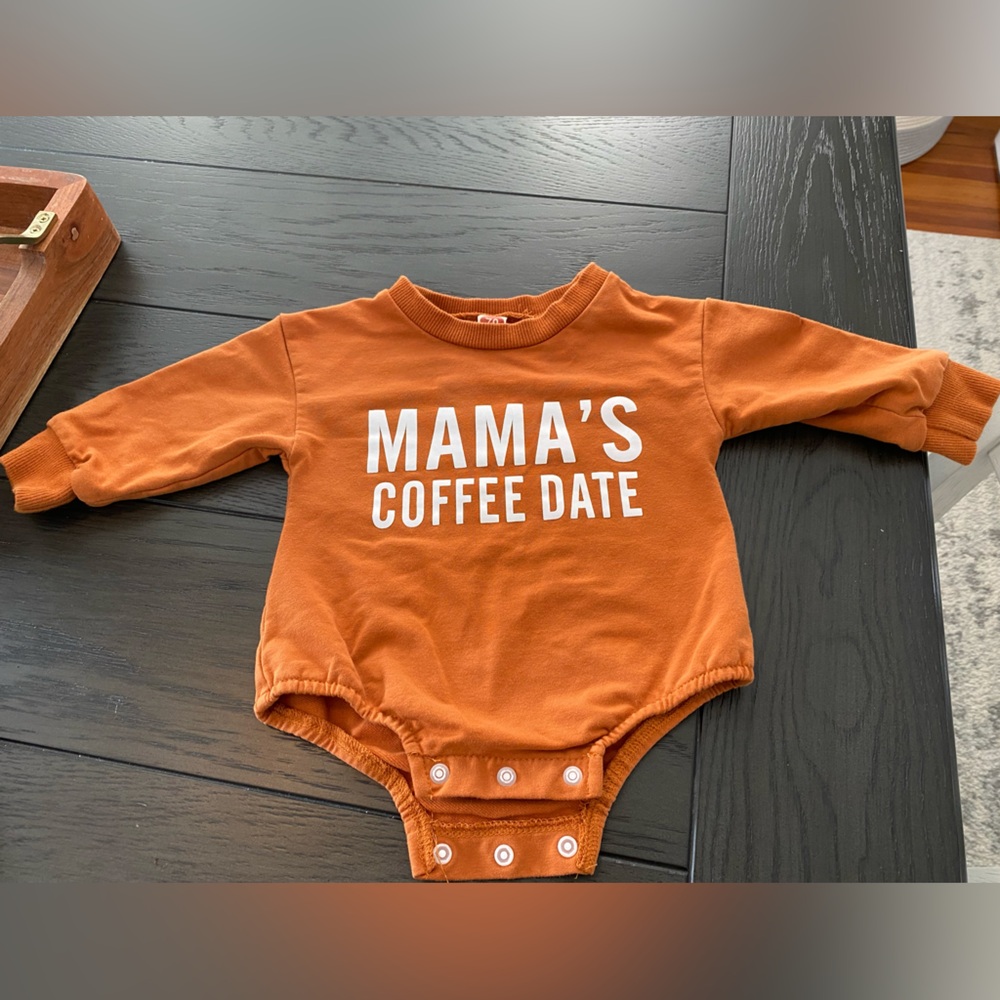 Mama’s Coffee Date Orange Baby Bodysuit